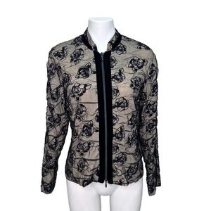 Joseph Ribkoff Rosette Zip Up Lightweight Jacket, Size 10
